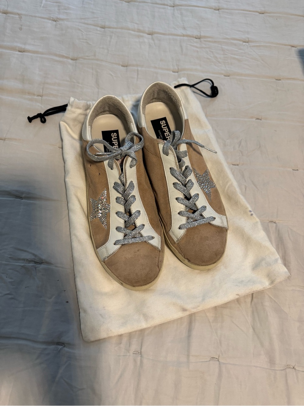 Golden Goose Superstar Suede with Crystal Leather Low-Top Sneakers - Picture 2 of 10